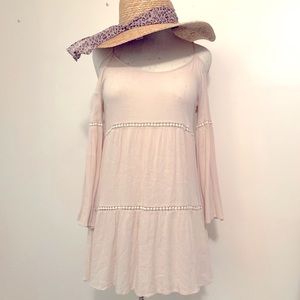 Boho off white open shoulders dress